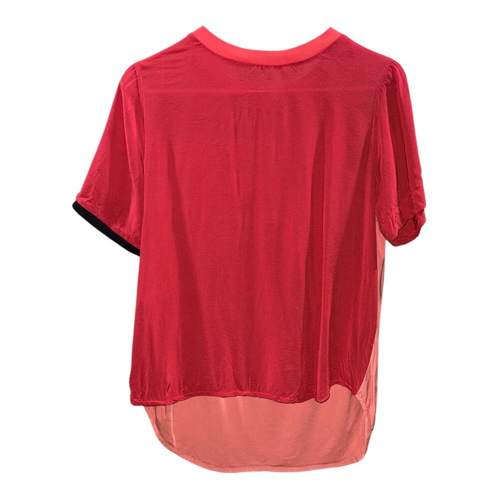 Kubelik red orange high low top short sleeve blouse casual pull over SZ Small